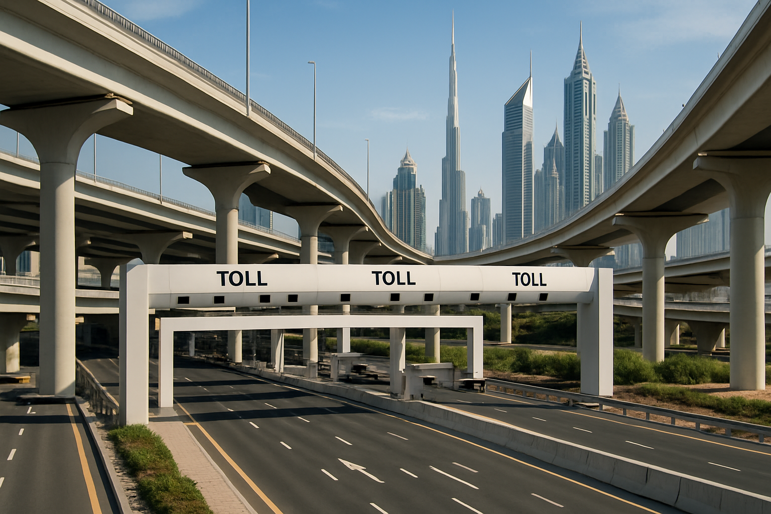 Modern toll road infrastructure in Dubai
